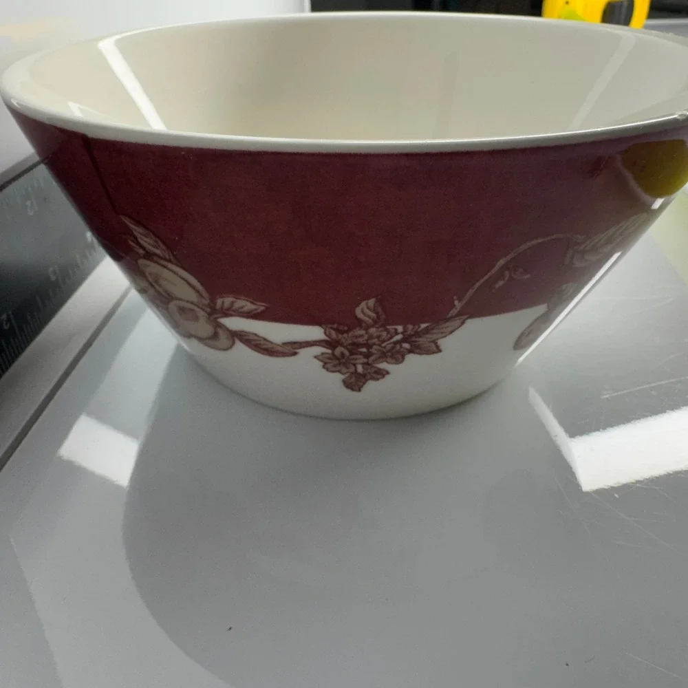 Vintage Waverly Red Floral Ceramic Bowl‎ Kitchenware Cereal Dish Garden Room